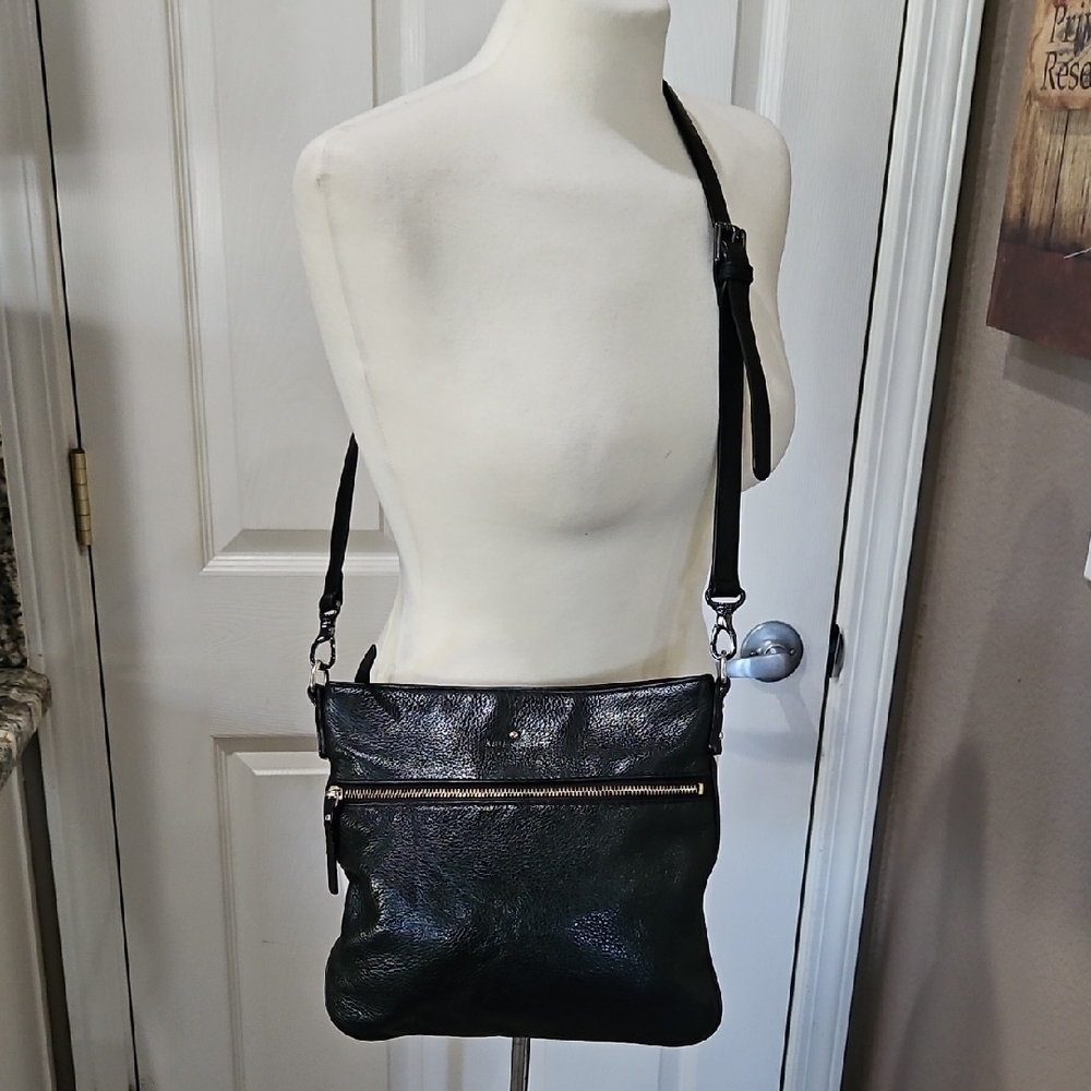 Kate Spade Black Pebble Leather Crossbody Bag - Picture 2 of 10
